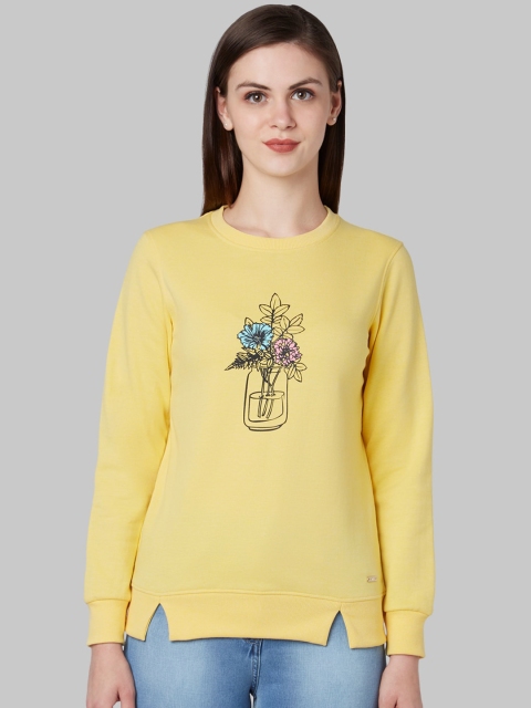 

Park Avenue Women Yellow Printed Sweatshirt