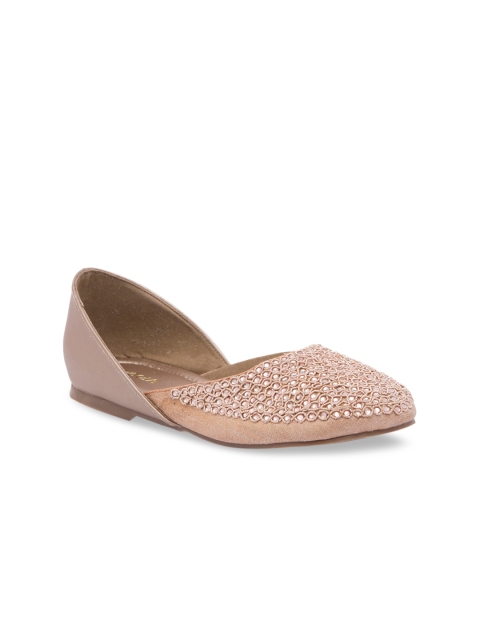 

Rocia Women Champagne Embellished Faux Fur Ballerinas