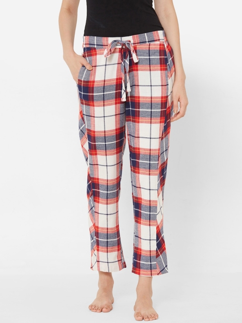 

Mystere Paris Women Red & Blue Classic Checked Anti-Bacterial Lounge Pants G480H