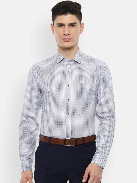 

Van Heusen Men White & Blue Slim Fit Printed Formal Shirt