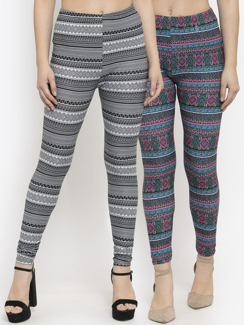 

KLOTTHE Women Multicoloured Pack of 2 Printed Leggings, Multi