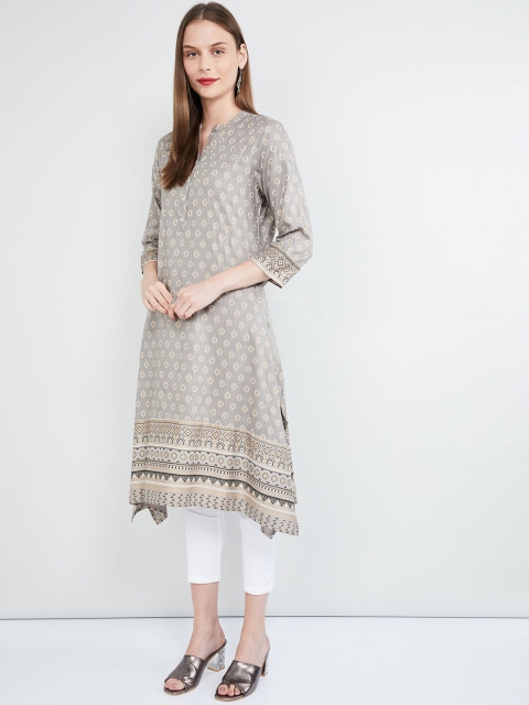 

max Women Grey Woven Design Pathani Kurta