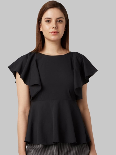 

Park Avenue Woman Black Solid Peplum Top