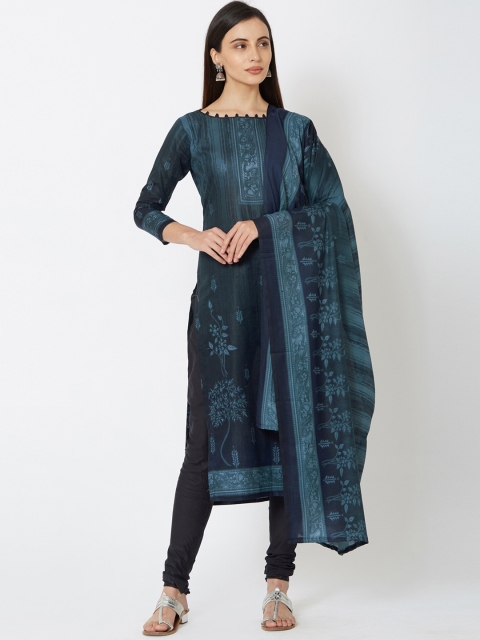 

Satrani Navy Blue Pure Cotton Unstitched Dress Material