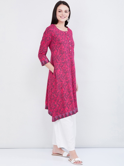 

max Women Pink Printed A-Line Kurta