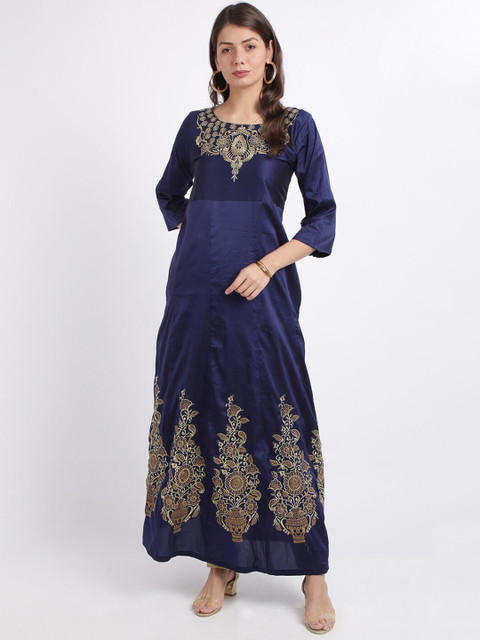 

Silk Bazar Blue Silk Blend Semi-Stitched Dress Material
