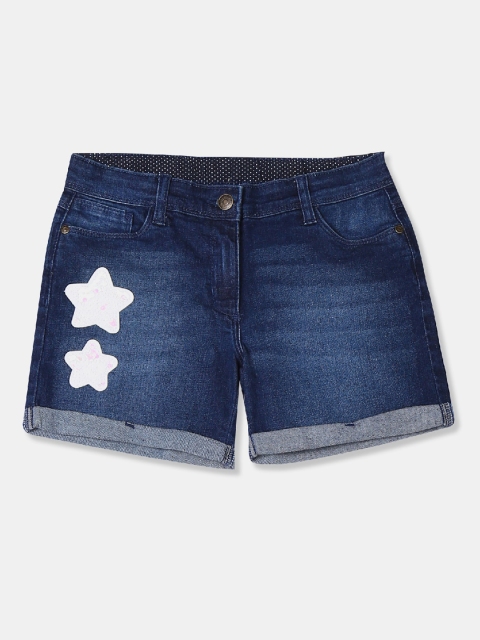 

U.S. Polo Assn. Kids Girls Blue Washed Regular Fit Denim Shorts