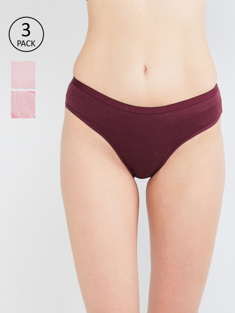 

max Women Pack Of 3 Mauve & Maroon Hipster Briefs NOOSWIN20LH08MAUVE