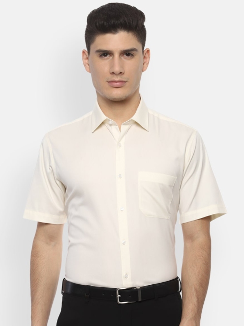

Van Heusen Men Cream-Coloured Regular Fit Solid Formal Shirt
