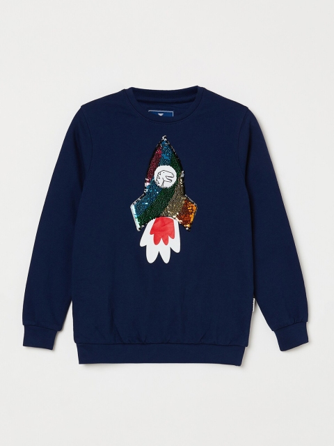 

Fame Forever by Lifestyle Boys Navy Blue Flip Sequin Sweatshirt