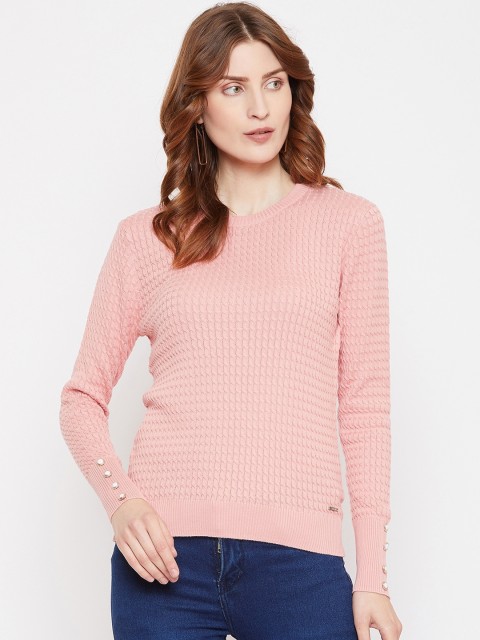 

Octave Women Pink Self Design Pullover Sweater