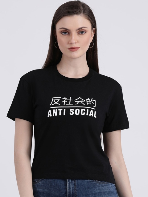 

Zink London Women Black Printed T-Shirt