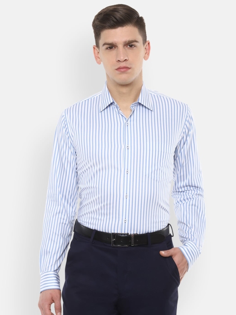 

Van Heusen Men White & Blue Slim Fit Striped Formal Shirt