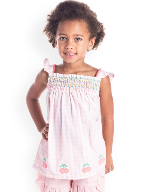 

Cherry Crumble Girls Pink Checked A-Line Top