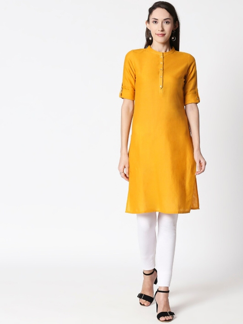 

HUUR Women Yellow Solid Straight Kurta