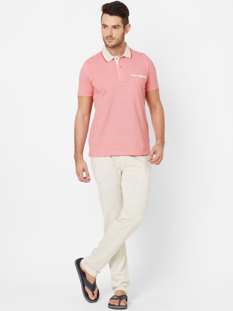 

Sweet Dreams Men Coral Red & Off-White Solid Night Suit