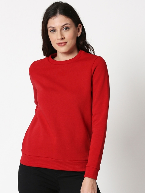 

Bewakoof Women Red Solid Pullover Sweater