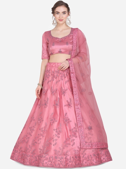 

Mitera Pink Semi-Stitched Lehenga & Blouse with Dupatta