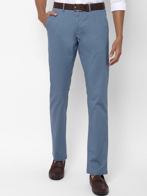Allen Solly Men Blue Slim Fit Solid Formal Trousers