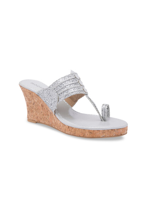 

Rocia Women Silver-Toned Woven Design Wedges