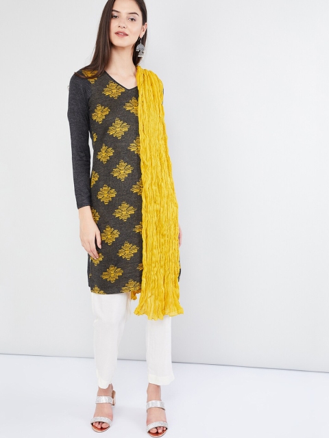 

max Mustard Yellow Solid Dupatta