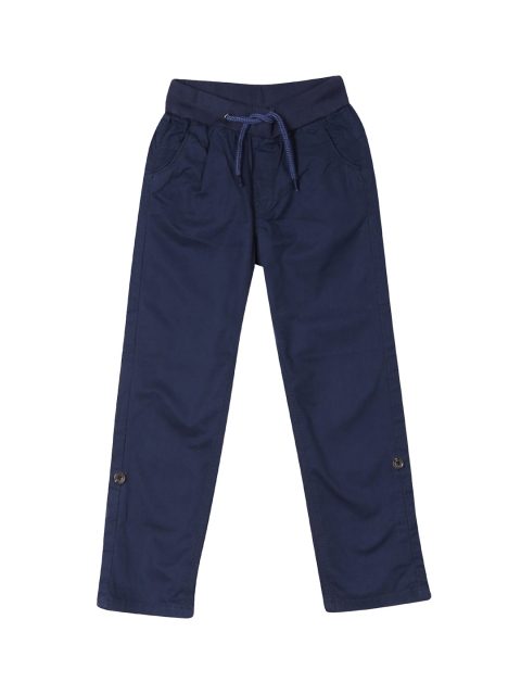 

Cherokee Boys Navy Blue Carrot Regular Fit Solid Regular Trousers