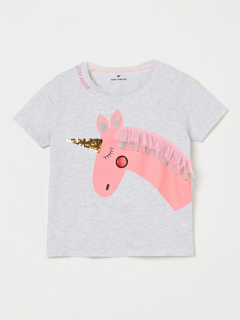 

Fame Forever by Lifestyle Girls Grey Melange Printed Top