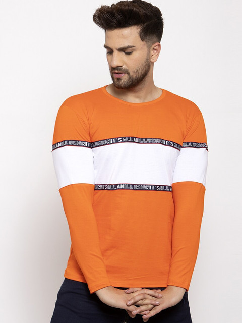 

KATSO Men Orange Colourblocked Polo Collar T-shirt