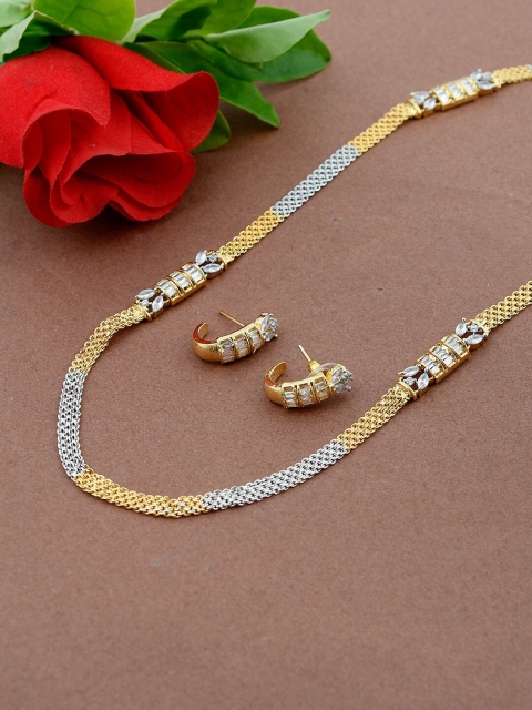 

Silvermerc Designs Gold-Plated & Artificial Stone Studded Enamelled Jewellery Set