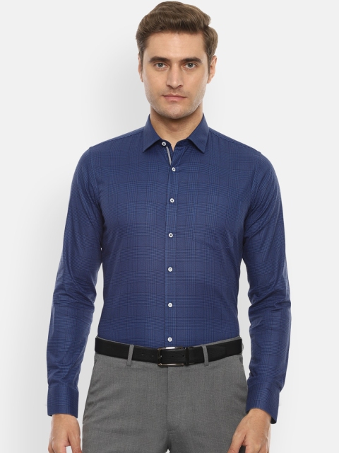 

Van Heusen Men Navy Blue Slim Fit Checked Formal Shirt