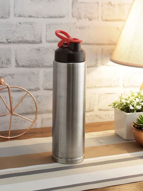 

smart serve Set Of 4 Silver-Toned Solid BPA Free Stainless Steel Sipper Water Bottles