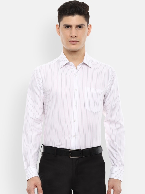 

Van Heusen Men White & Pink Slim Fit Striped Formal Shirt