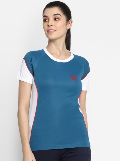 Yuuki Women Navy Blue Colourblocked Round Neck T-shirt
