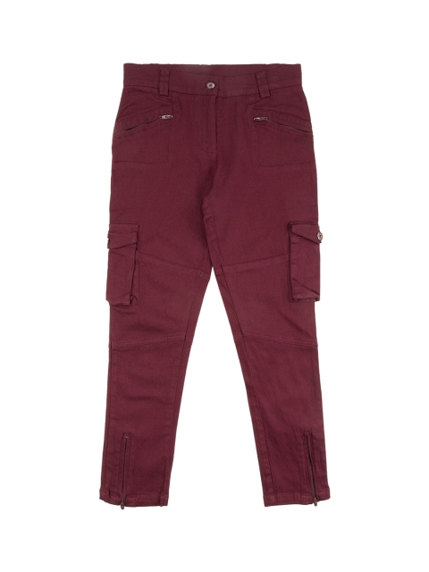 

Cherokee Girls Maroon Regular Fit Solid Cargos
