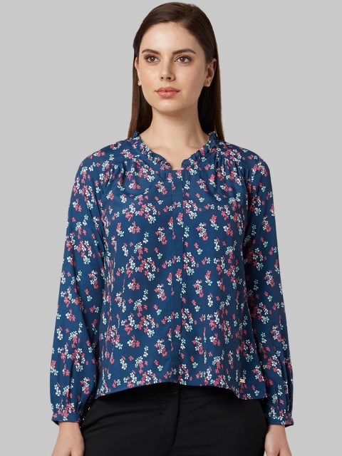 

Park Avenue Women Navy Blue & Pink Floral Printed Top