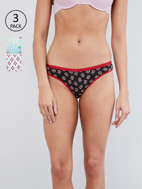 

max Women Pack Of 3 Printed Bikini Briefs SP19LB03, Black