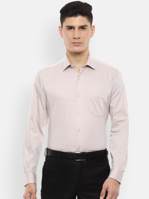 

Van Heusen Men Beige Regular Fit Checked Formal Shirt