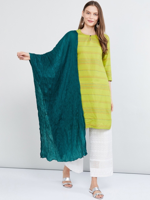 

max Teal Green Solid Cotton Dupatta