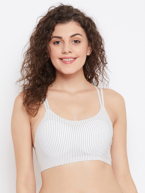 

SECRETS BY ZEROKAATA White Striped Non-Wired Lightly Padded Everyday Bra SZWHT2123