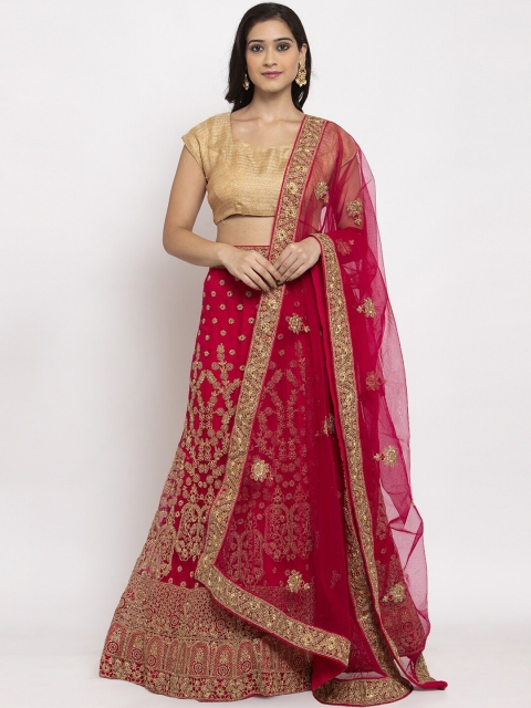 PACHE Pink Semi-Stitched Lehenga & Blouse with Dupatta