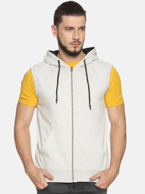 

IVOC Men Off-White Solid Hooded Sweatshirt