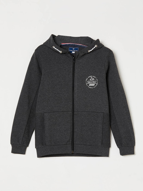 

Fame Forever by Lifestyle Boys Charcoal Grey Solid Hooded Sweatshirt