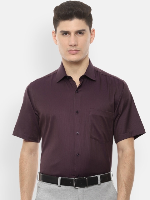 Van Heusen Men Purple Regular Fit Self Design Formal Shirt