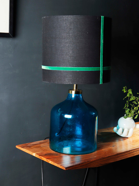 

Grated Ginger Black & Blue Self Design Contemporary Table Lamp with Shade