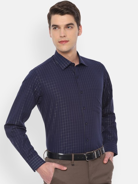 

Van Heusen Men Navy Blue Slim Fit Checked Formal Shirt