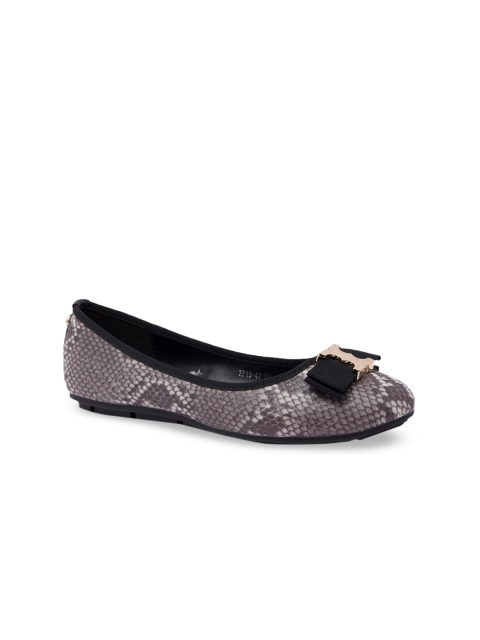 

Rocia Women Black Snake Printed Textured Faux Fur Ballerinas