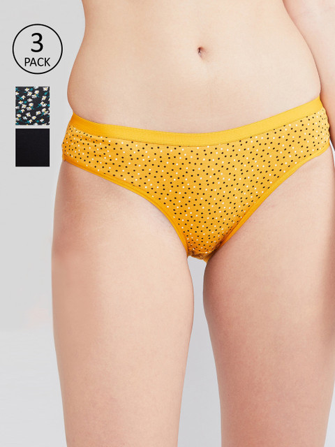 

max Women Pack Of 3 Mustard Orange & Black Basic Briefs NOOSSP20LH06MUSTARD