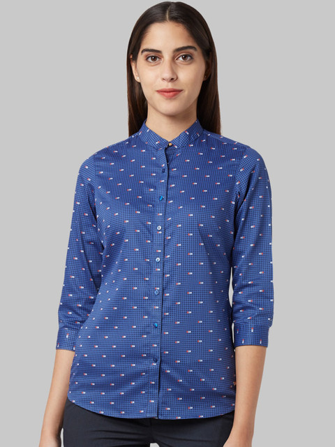 

Park Avenue Woman Women Blue Regular Fit Printed Casual Shirt
