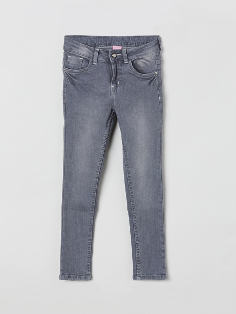 

max Girls Grey Slim Fit Mid-Rise Clean Look Stretchable Jeans