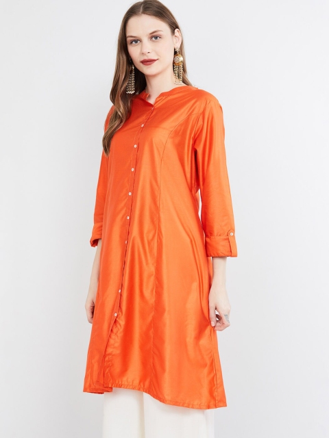 

max Women Orange Solid A-Line Kurta